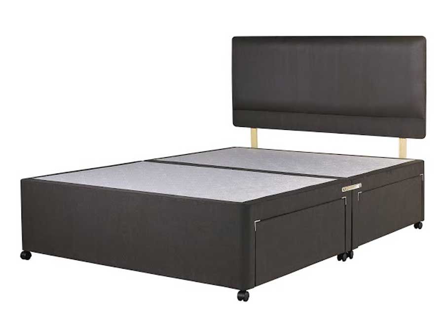 Superior Double Divan Bed Base Charcoal Fabric