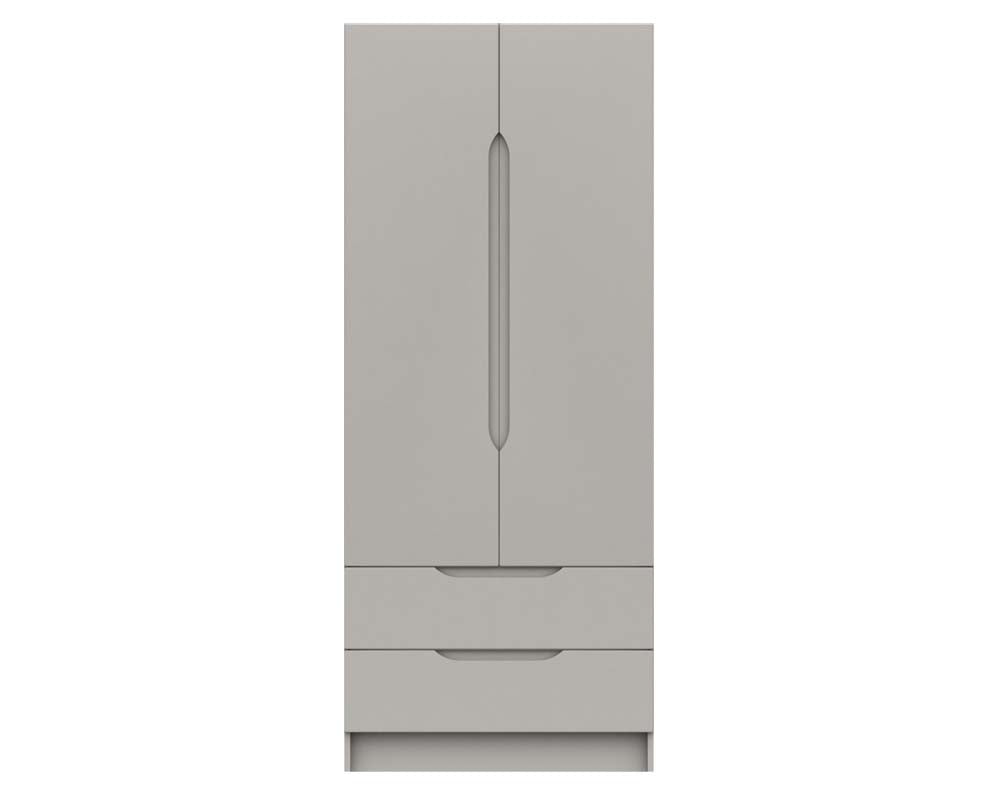 Sutton Cashmere Grey High Gloss 2 Door Combi Wardrobe