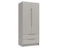 Sutton Cashmere Grey High Gloss 2 Door Combi Wardrobe
