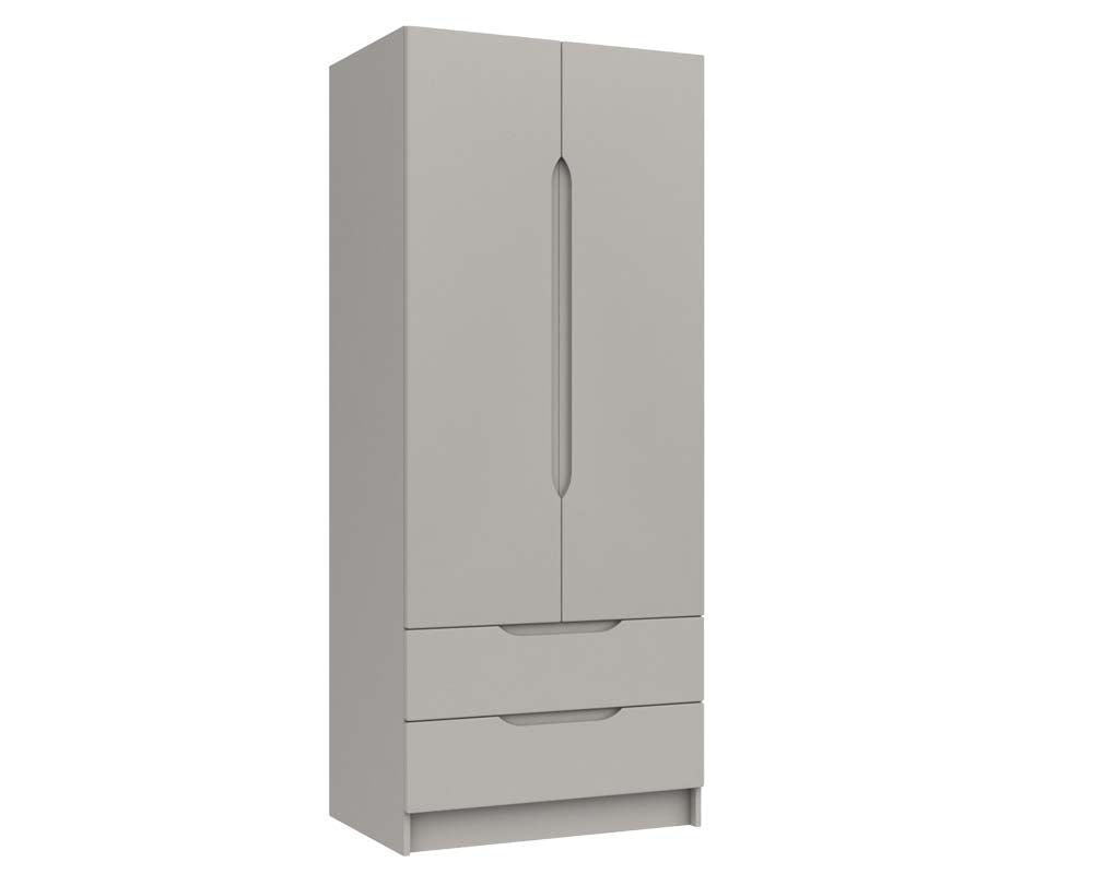 Sutton Cashmere Grey High Gloss 2 Door Combi Wardrobe