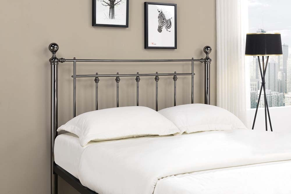 Libro Black Chrome Dual Finial Double Bed Frame