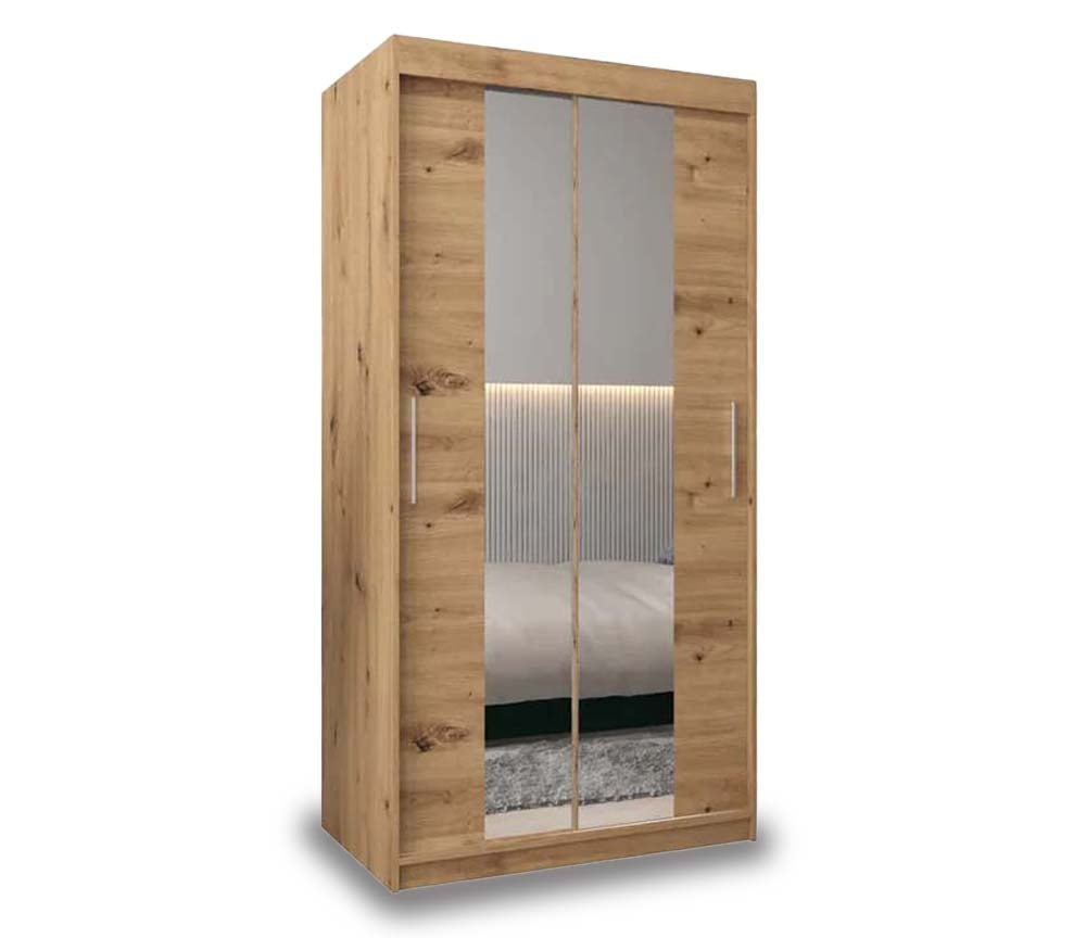 Ripon Rustic Oak Sliding Door Wardrobe 100cm