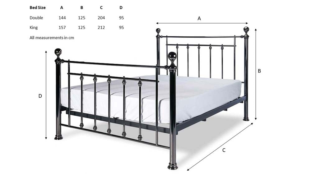 Libro Black Chrome Dual Finial Double Bed Frame