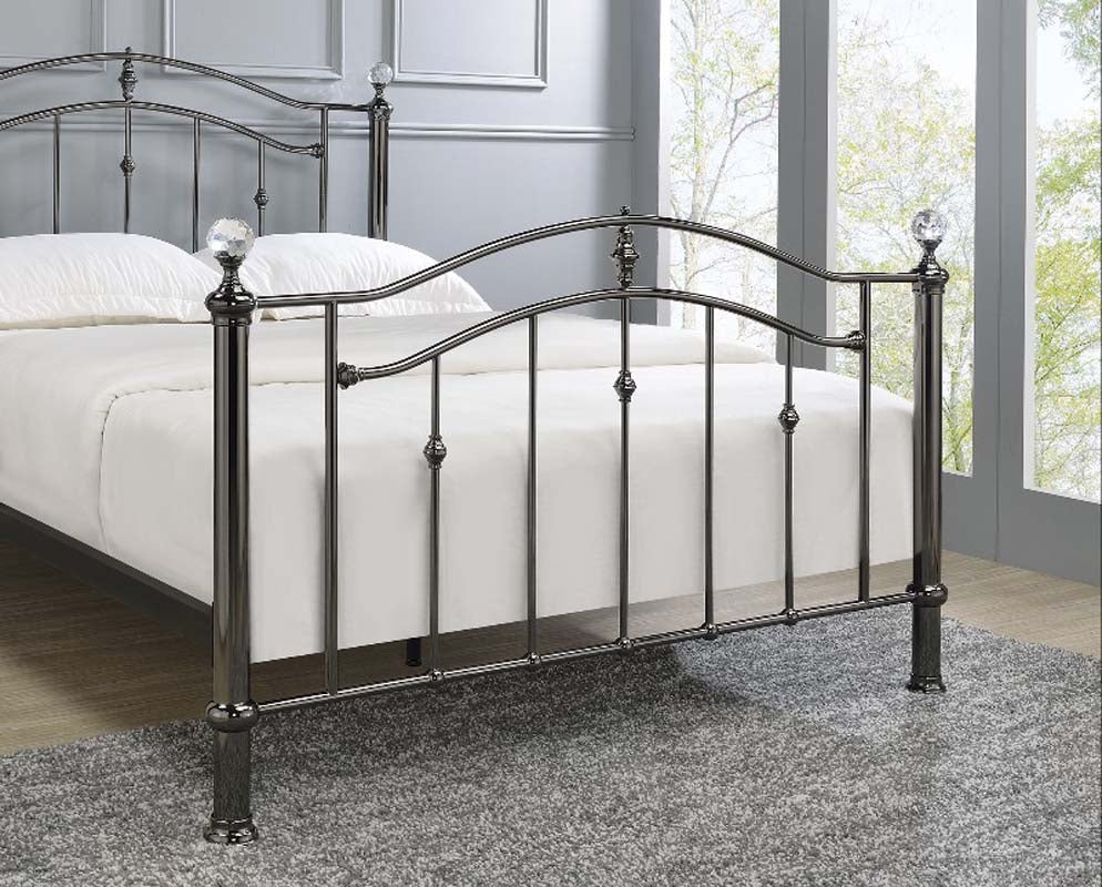 Callipso Black Chrome Dual Finial Double Bed Frame