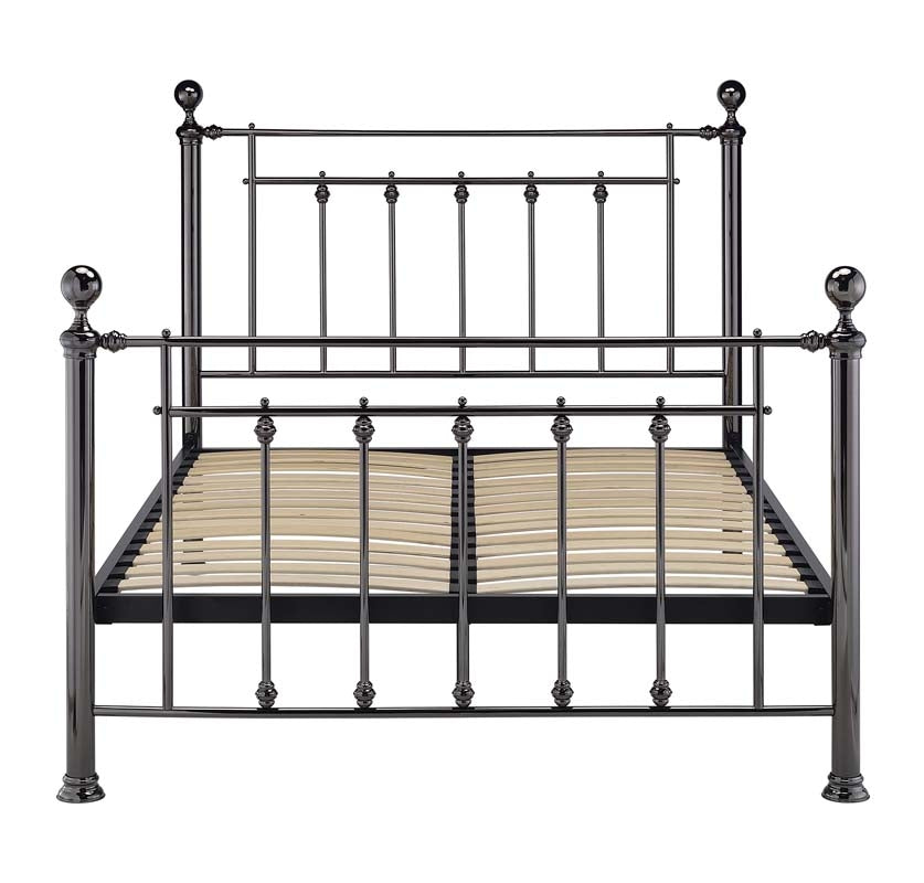 Libro Black Chrome Dual Finial Double Bed Frame