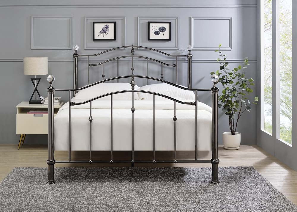 Callipso Black Chrome Dual Finial Double Bed Frame