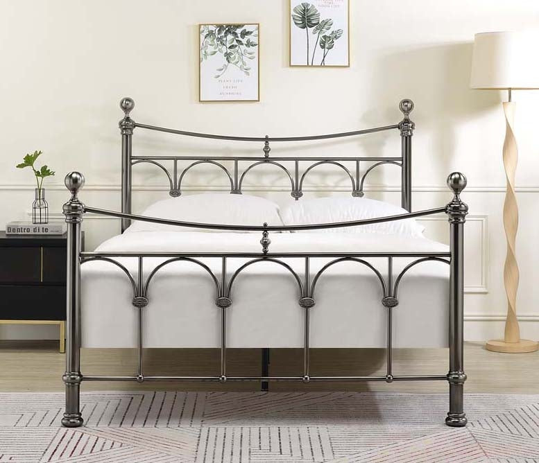 Gemma Nickel Double Bed Frame